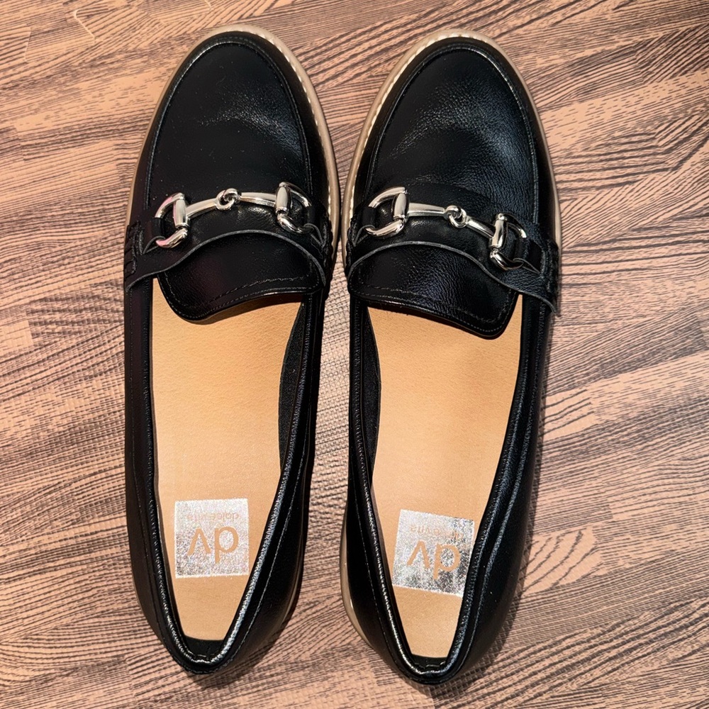 DV by Dolce Vita Black Loafers with Silver Accent